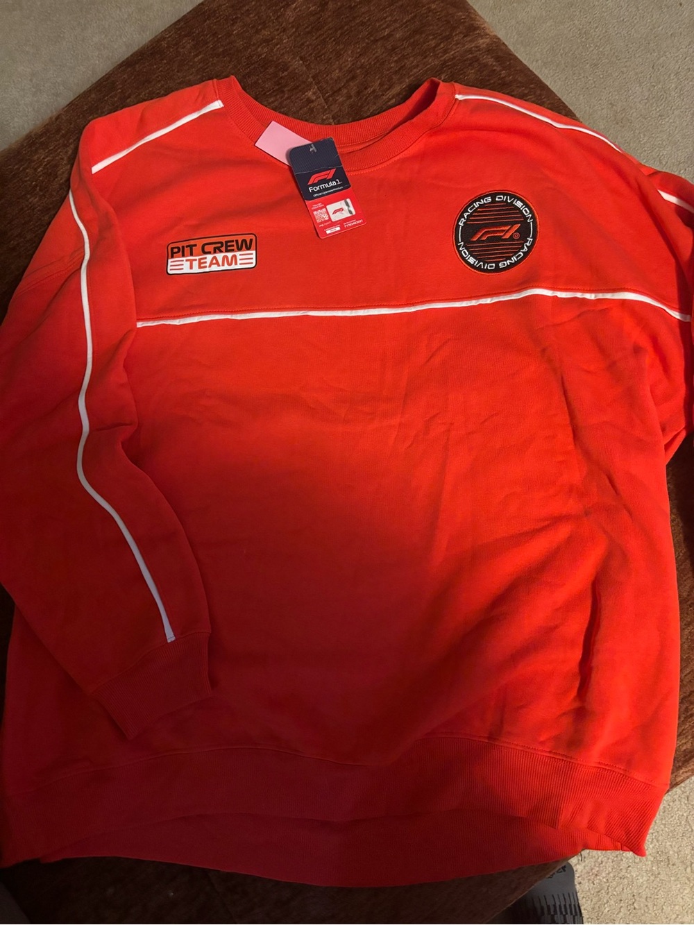 Hybrid Apparel Red Crewneck Sweatshirt with White Piping